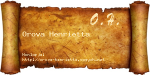 Orova Henrietta névjegykártya